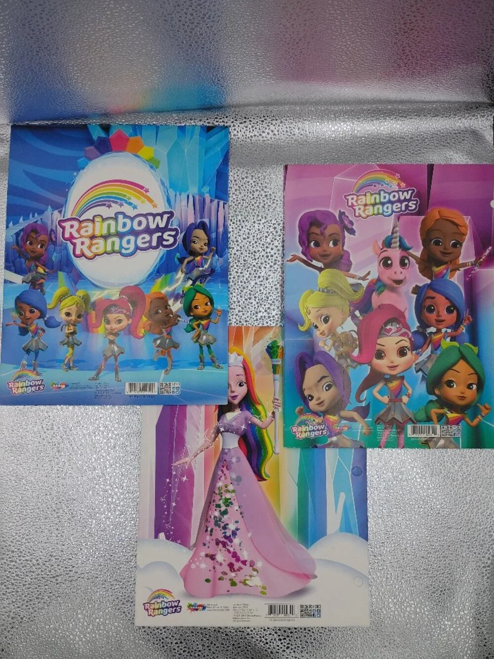 3-Pc Rainbow Rangers Heavy Duty 3-Ring Glossy Folders Glitter School Supplies
